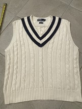 Vtg Polo Ralph Lauren Tennis Men XL Cable Knit Sweater Vest preppy Tennis - $69.59