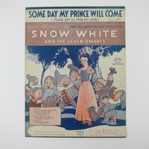 Walt Disney Snow White Some Day My Prince Will Come Sheet Music Vintage 1937 - £15.66 GBP