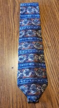 Conte Di Milano Blue, Brown &amp; Beige Striped Geometric Silk Designer Tie - $6.92