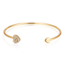 Simple Charm Love Heart Cuff Bracelet Open Bangle Fashion Jewelry For Women Gold - £7.88 GBP
