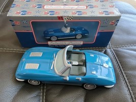 Vintage Blue White Chevrolet Corvette Convertible Ceramic Enesco Music Box Bank - £171.87 GBP