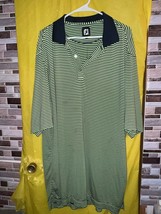 FootJoy FJ Mens striped Polo Casual Golf Shirt size XL Green Black - £11.73 GBP