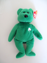 Ty 1997 Beanie Babies 8&quot; Erin Green Bear Korean Mkt. St.Patrick&#39;s Day - $9.99