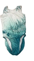Ozone Chalk Warrior Girls AXS Geode Ombré Teal Leotard Rhinestones - $1,348.89 MXN