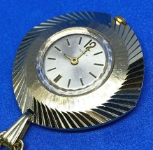 VTG Timex Lady Gold Tone Aluminum Hand-Wind Necklace Pendant Pocket Watch Hours - £9.69 GBP