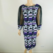 Ashley Stewart Dress Women&#39;s Polyester Blend Multicolor Artsy Geometric Dress - £26.08 GBP