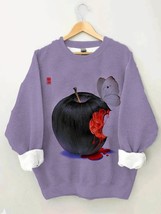 Women&#39;s Bloody Apple Butterfly Dark Art Print Cozy Sweatshirt - $22.99