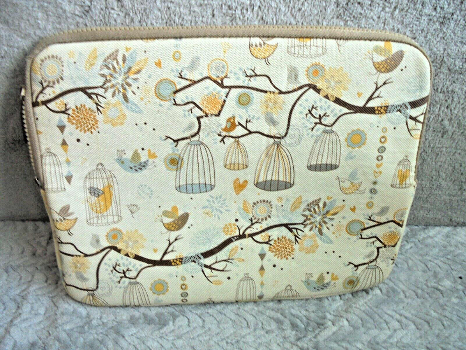 Protective Laptop Tablet Soft Padded Zip Case Bird Birdcages Beige PLEMO... - $10.84