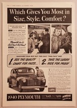 1940 Print Ad Plymouth 2-Door Coupe Cars Size, Style, Comfort $645-$699 - £11.63 GBP