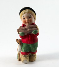 Boy Figurine Carrying Fire Wood /Potpourri Holder Jasco 5" - £7.85 GBP