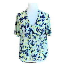 Banana Republic vneck sheer  lightweight short sleeve floral blouse ladies Small - £19.44 GBP