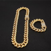 JINAO New Fashion 20mm Ice Out Heavy Hip Hop Necklace with Free Bracelet Stainle - £44.12 GBP