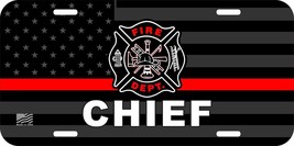 FIREFIGHTER CHIEF LOGO THIN RED LINE TACTICAL USA FLAG METAL LICENSE PLATE - £10.21 GBP