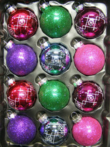 LOT OF 12 ASSORTED MERCURY STYLE GLASS BALL CHRISTMAS TREE ORNAMENTS - £10.29 GBP