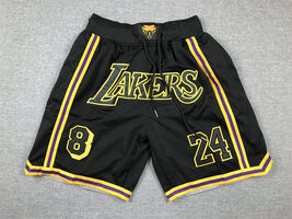 Los Angeles Lakers Classic Black/Gold Mesh Shorts Two Back Pockets Hidde... - $31.20