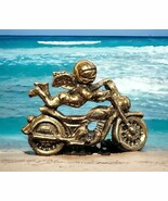 Vintage Signed Camco Gold Tone Winged Biker Angel Motorcycle Brooch Pin ... - $477.38 MXN