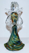 EXQUISITE BLOWN ART GLASS ANGEL BEAUTIFUL DESIGN BLUE YELLOW CREAM 9&quot; SC... - $155.85 CAD