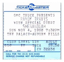 Randy Travis Concierto Ticket Noviembre 4 1990 Detroit Michigan - £31.97 GBP