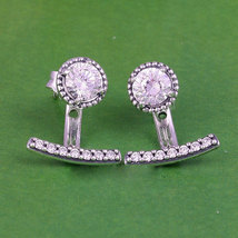 925 Sterling Silver Abstract Elegance with Clear CZ Earrings  - £14.93 GBP