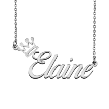 Elaine Name Necklace Tag with Crown for Best Friends Birthday Party Gift - £11.94 GBP