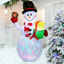 5Ft Christmas Inflatables Snowman Outdoor Yard Decor with Rotating LED L... - $78.38 CAD
