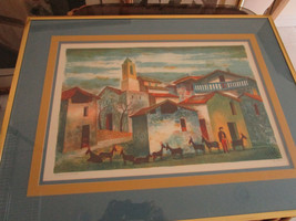 Signed Lithograph Artist Proof &quot;The Village&quot; El Pueblito By A. Rio Gallery Coa - £78.22 GBP