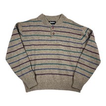 Jantzen Sweater Beige Colored Stripe Henley USA 90s Vintage Men’s Large - £19.41 GBP