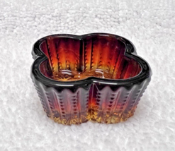 Vintage Brown to Golden 4 Flower Round Corner Fancy Glass Open Salt Dip ... - $16.34