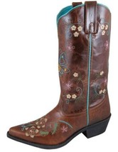 Smoky Women&#39;s Florence 11&quot; Brown Crackle Leather Western Cowboy Boot - £51.10 GBP