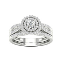 Authenticity Guarantee 
10K White Gold 1/2 ct TDW Diamond Halo Bridal Ring - £613.78 GBP
