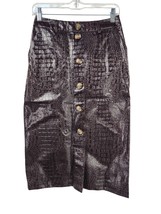 Rachel Comey Crocodile Embossed Brown Button Down Faux Leather Skirt Size 2 - $10.88