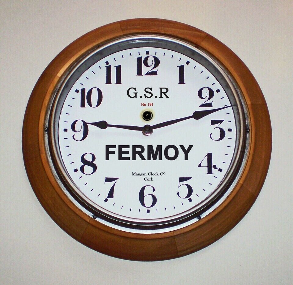 Primary image for Great Southern Railway GSR (Eire) Style Wooden Clock, Fermoy Station