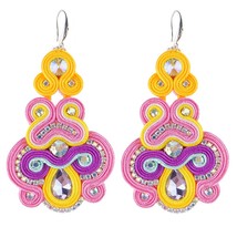 2021Fashion Soutache Handmade earrings for women  Ethnic style earrings Crystal  - £16.49 GBP