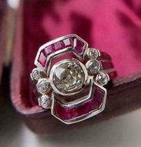 Victorian Edwardian Engagement Wedding Bezel Ring 2.3CT Ruby 14K White Gold Over - £69.92 GBP
