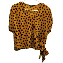 Madewell Sash Tie Wrap Top Painted Spots Shirt Animal Print Dot Size Medium - £13.67 GBP