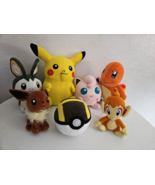 Pokemon Plush Stuffed Animal Lot Ultra Ball Eevee Charmander Pikachu Emolga - £26.00 GBP