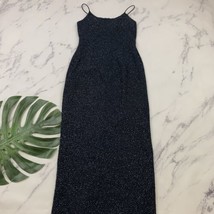 Jump Womens Vintage Beaded Gown Maxi Dress Size 7/8 Navy Blue Sparkle Glam - $39.59