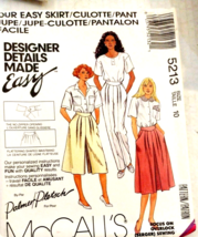 Vintage McCall’s 5213 Skirt Culotte Pants Size 8-22 Sewing Pattern - $4.83