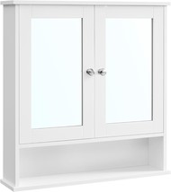Vasagle Bathroom Cabinet With Mirror, Wall Cabinet With 2, White Ulhc002 - $77.99