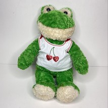 Build A Bear Green Frog Plush White Cherry Heart Shirt BAB Stuffed Anima... - $19.26