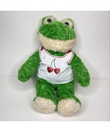 Build A Bear Green Frog Plush White Cherry Heart Shirt BAB Stuffed Anima... - £15.15 GBP