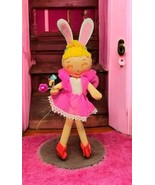 Vintage Easter Bunny Girl Doll Rabbit Stockinette Felt Pink Tulle Posabl... - $94.95 CAD