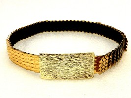 Ladies&#39; Gold Tone Metal Elastic Belt, Scale Pattern, 22&quot; Expands to 36&quot;, JWL-146 - £11.47 GBP