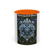 Steampunk Heart Coffee Mug 11oz 15oz Mechanical Gear Blue Gothic Accent - $18.87+