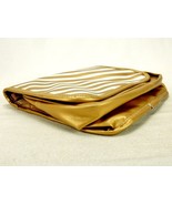 Hanging Cosmetic Bag, Nylon Shell, Gold &amp; White Stripes, Clear Vinyl Pou... - $12.69