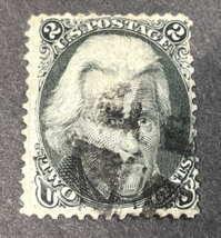 U.S. Postage Stamp #73 - 1861-1866 New Values 2c Black No Grill Used Hinged - £15.14 GBP