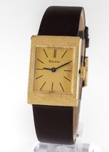 Bulova Uomo 14k Oro Giallo Vintage Mano-Avvolgimento Orologio Cinturino IN Pelle - $941.02