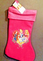 Disney Princess Christmas Stocking Pink Felt 16&quot; Belle Snow Beauty Brave New - £3.53 GBP