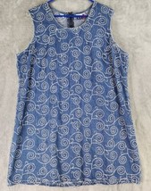 JLNY Dress Womens 2X Blue Denim Swirl Embroidered Sleeveless Casual Y2K ... - £28.48 GBP