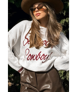 White Letter Embroidered Graphic Sweater - $45.57